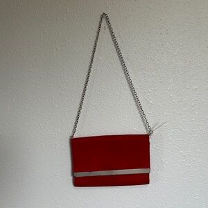 Steve Madden Red Clutch with Silver Chain